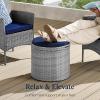 imageBest Choice Products Round Wicker Ottoman Multipurpose Outdoor Furniture for Patio Backyard Additional Seating Footrest Side Table wStorage Removable Cushions  BrownBeigeGrayNavy