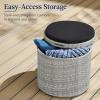imageBest Choice Products Round Wicker Ottoman Multipurpose Outdoor Furniture for Patio Backyard Additional Seating Footrest Side Table wStorage Removable Cushions  BrownBeigeGrayBlack