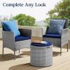 imageBest Choice Products Round Wicker Ottoman Multipurpose Outdoor Furniture for Patio Backyard Additional Seating Footrest Side Table wStorage Removable Cushions  BrownBeigeGrayNavy