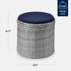 imageBest Choice Products Round Wicker Ottoman Multipurpose Outdoor Furniture for Patio Backyard Additional Seating Footrest Side Table wStorage Removable Cushions  BrownBeigeGrayNavy