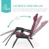 imageBest Choice Products Set of 2 Adjustable Steel Mesh Zero Gravity Lounge Chair Recliners wPillows and Cup Holder Trays  StardewBurgundy