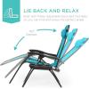 imageBest Choice Products Set of 2 Adjustable Steel Mesh Zero Gravity Lounge Chair Recliners wPillows and Cup Holder Trays  StardewPeacock Blue