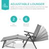 imageBest Choice Products Set of 2 Outdoor Patio Chaise Lounge Chair Adjustable Reclining Folding Pool Lounger for Poolside Deck Backyard wSteel Frame 250lb Weight Capacity  BlackGrey