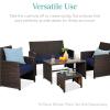 imageBest Choice Products Set of 2 Wicker Ottomans Multipurpose Outdoor Furniture for Patio Backyard Additional Seating Footrest Side Table wRemovable Cushions Steel Frame  GrayCreamNavyBrown