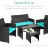 imageBest Choice Products Set of 2 Wicker Ottomans Multipurpose Outdoor Furniture for Patio Backyard Additional Seating Footrest Side Table wRemovable Cushions Steel Frame  GrayCreamBlackTeal