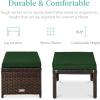 imageBest Choice Products Set of 2 Wicker Ottomans Multipurpose Outdoor Furniture for Patio Backyard Additional Seating Footrest Side Table wRemovable Cushions Steel Frame  GrayCreamMidnight GreenBrown
