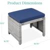 imageBest Choice Products Set of 2 Wicker Ottomans Multipurpose Outdoor Furniture for Patio Backyard Additional Seating Footrest Side Table wRemovable Cushions Steel Frame  GrayCreamGrayNavy