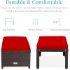 imageBest Choice Products Set of 2 Wicker Ottomans Multipurpose Outdoor Furniture for Patio Backyard Additional Seating Footrest Side Table wRemovable Cushions Steel Frame  GrayCreamBrownRed