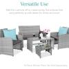 imageBest Choice Products Set of 2 Wicker Ottomans Multipurpose Outdoor Furniture for Patio Backyard Additional Seating Footrest Side Table wRemovable Cushions Steel Frame  GrayCreamGrayGray