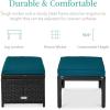 imageBest Choice Products Set of 2 Wicker Ottomans Multipurpose Outdoor Furniture for Patio Backyard Additional Seating Footrest Side Table wRemovable Cushions Steel Frame  GrayCreamPeacock BlueBlack