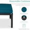 imageBest Choice Products Set of 2 Wicker Ottomans Multipurpose Outdoor Furniture for Patio Backyard Additional Seating Footrest Side Table wRemovable Cushions Steel Frame  GrayCreamPeacock BlueBlack