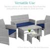 imageBest Choice Products Set of 2 Wicker Ottomans Multipurpose Outdoor Furniture for Patio Backyard Additional Seating Footrest Side Table wRemovable Cushions Steel Frame  GrayCreamGrayNavy