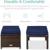 imageBest Choice Products Set of 2 Wicker Ottomans Multipurpose Outdoor Furniture for Patio Backyard Additional Seating Footrest Side Table wRemovable Cushions Steel Frame  GrayCreamNavyBrown