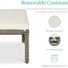 imageBest Choice Products Set of 2 Wicker Ottomans Multipurpose Outdoor Furniture for Patio Backyard Additional Seating Footrest Side Table wRemovable Cushions Steel Frame  GrayCreamWhite SandTaupe