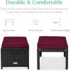 imageBest Choice Products Set of 2 Wicker Ottomans Multipurpose Outdoor Furniture for Patio Backyard Additional Seating Footrest Side Table wRemovable Cushions Steel Frame  GrayCreamDeep BurgundyBlack