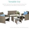 imageBest Choice Products Set of 2 Wicker Ottomans Multipurpose Outdoor Furniture for Patio Backyard Additional Seating Footrest Side Table wRemovable Cushions Steel Frame  GrayCreamWhite SandTaupe