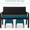 imageBest Choice Products Set of 2 Wicker Ottomans Multipurpose Outdoor Furniture for Patio Backyard Additional Seating Footrest Side Table wRemovable Cushions Steel Frame  GrayCreamPeacock BlueBlack