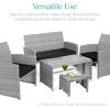imageBest Choice Products Set of 2 Wicker Ottomans Multipurpose Outdoor Furniture for Patio Backyard Additional Seating Footrest Side Table wRemovable Cushions Steel Frame  GrayCreamGrayBlack