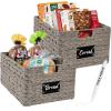 imageBest Choice Products Set of 4 9x12in Water Hyacinth Pantry Baskets Woven Organizers wChalkboard Label Chalk Marker  NaturalGray
