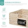 imageBest Choice Products Set of 4 9x12in Water Hyacinth Pantry Baskets Woven Organizers wChalkboard Label Chalk Marker  NaturalWhite