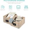imageBest Choice Products Set of 4 9x12in Water Hyacinth Pantry Baskets Woven Organizers wChalkboard Label Chalk Marker  NaturalWhite