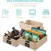 imageBest Choice Products Set of 4 9x12in Water Hyacinth Pantry Baskets Woven Organizers wChalkboard Label Chalk Marker  NaturalWhite