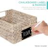 imageBest Choice Products Set of 4 9x12in Water Hyacinth Pantry Baskets Woven Organizers wChalkboard Label Chalk Marker  NaturalWhite