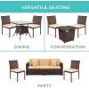 imageBest Choice Products Set of 4 Stackable Outdoor Patio Wicker Chairs wCushions UVResistant Finish and Steel Frame  BrownCreamBrownCream