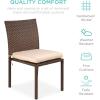imageBest Choice Products Set of 4 Stackable Outdoor Patio Wicker Chairs wCushions UVResistant Finish and Steel Frame  BrownCreamBrownCream