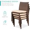 imageBest Choice Products Set of 4 Stackable Outdoor Patio Wicker Chairs wCushions UVResistant Finish and Steel Frame  BrownCreamBrownCream