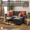 imageBest Choice Products Upholstered Sectional Sofa for Home Apartment Dorm Bonus Room Compact Spaces wChaise Lounge 3Seat LShape Design Reversible Ottoman Bench 680lb Capacity  BlueGrayGrey