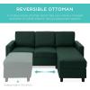 imageBest Choice Products Upholstered Sectional Sofa for Home Apartment Dorm Bonus Room Compact Spaces wChaise Lounge 3Seat LShape Design Reversible Ottoman Bench 680lb Capacity  BlueGrayDark Green