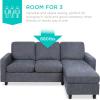 imageBest Choice Products Upholstered Sectional Sofa for Home Apartment Dorm Bonus Room Compact Spaces wChaise Lounge 3Seat LShape Design Reversible Ottoman Bench 680lb Capacity  BlueGrayBlueGray