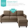 imageBest Choice Products Upholstered Sectional Sofa for Home Apartment Dorm Bonus Room Compact Spaces wChaise Lounge 3Seat LShape Design Reversible Ottoman Bench 680lb Capacity  BlueGrayBrown