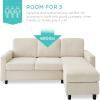 imageBest Choice Products Upholstered Sectional Sofa for Home Apartment Dorm Bonus Room Compact Spaces wChaise Lounge 3Seat LShape Design Reversible Ottoman Bench 680lb Capacity  BlueGrayIvory