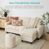 imageBest Choice Products Upholstered Sectional Sofa for Home Apartment Dorm Bonus Room Compact Spaces wChaise Lounge 3Seat LShape Design Reversible Ottoman Bench 680lb Capacity  BlueGrayIvory