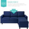 imageBest Choice Products Upholstered Sectional Sofa for Home Apartment Dorm Bonus Room Compact Spaces wChaise Lounge 3Seat LShape Design Reversible Ottoman Bench 680lb Capacity  BlueGrayDark Blue