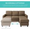 imageBest Choice Products Upholstered Sectional Sofa for Home Apartment Dorm Bonus Room Compact Spaces wChaise Lounge 3Seat LShape Design Reversible Ottoman Bench 680lb Capacity  BlueGrayBrown