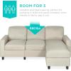 imageBest Choice Products Upholstered Sectional Sofa for Home Apartment Dorm Bonus Room Compact Spaces wChaise Lounge 3Seat LShape Design Reversible Ottoman Bench 680lb Capacity  BlueGrayBeige