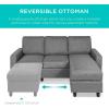 imageBest Choice Products Upholstered Sectional Sofa for Home Apartment Dorm Bonus Room Compact Spaces wChaise Lounge 3Seat LShape Design Reversible Ottoman Bench 680lb Capacity  BlueGrayGrey