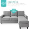 imageBest Choice Products Upholstered Sectional Sofa for Home Apartment Dorm Bonus Room Compact Spaces wChaise Lounge 3Seat LShape Design Reversible Ottoman Bench 680lb Capacity  BlueGrayLight Gray