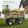 imageBest Choice Products Utility Garden Cart Wagon for Lawn Yard wHeavyDuty Steel 400lb Weight Capacity Removable Sides Long Handle 10in Tires  GrayGray