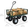 imageBest Choice Products Utility Garden Cart Wagon for Lawn Yard wHeavyDuty Steel 400lb Weight Capacity Removable Sides Long Handle 10in Tires  GrayGreen
