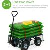 imageBest Choice Products Utility Garden Cart Wagon for Lawn Yard wHeavyDuty Steel 400lb Weight Capacity Removable Sides Long Handle 10in Tires  GrayGreen