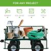 imageBest Choice Products Utility Garden Cart Wagon for Lawn Yard wHeavyDuty Steel 400lb Weight Capacity Removable Sides Long Handle 10in Tires  GrayGreen