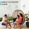 imageBest Choice Products Wicker Egg Chair Oversized Indoor Outdoor Lounger for Patio Backyard Living Room w 4 Cushions Steel Frame 440lb Capacity  IvoryBlack