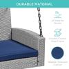 imageBest Choice Products Woven Wicker Outdoor Porch Swing Hanging Patio Bench for Deck Garden wMounting Chains Seat Cushion  BrownRedGrayNavy
