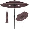 imageBest Choice Products 10ft 3Tier Solar Patio Market Umbrella Outdoor Sun Shade for Backyard Deck Poolside Table wWoodgrain Pattern LED Lights Tilt Adjustment  Sky BlueDeep Taupe