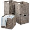 imageBest Choice Products 12x12in Hyacinth Baskets Rustic Set Of 5 Multipurpose Collapsible Storage Organizer Handwoven Laundry Totes for Bedroom Living Room Shelves wInserts  BrownGray