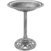 imageBest Choice Products 28in Pedestal Bird Bath Vintage Outdoor Resin Accent Decoration wFleurdeLis Accents  BlackStone